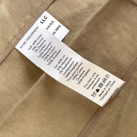 Kobi Halperin Embroidered Linen Blazer Womens XS Tan Open Front Lace Jacket - Picture 11 of 11